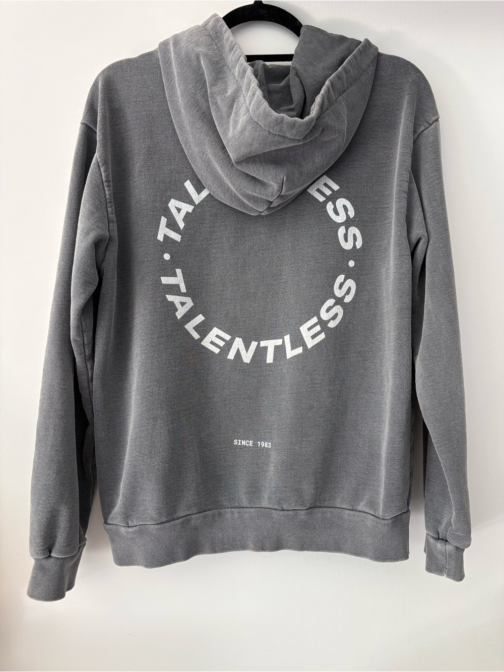 TALENTLESS Circle Logo Hoodie - Washed Grey, Size M